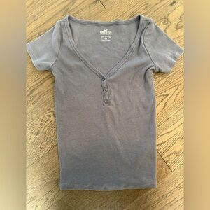 HOLLISTER Charcoal Ribbed Tee